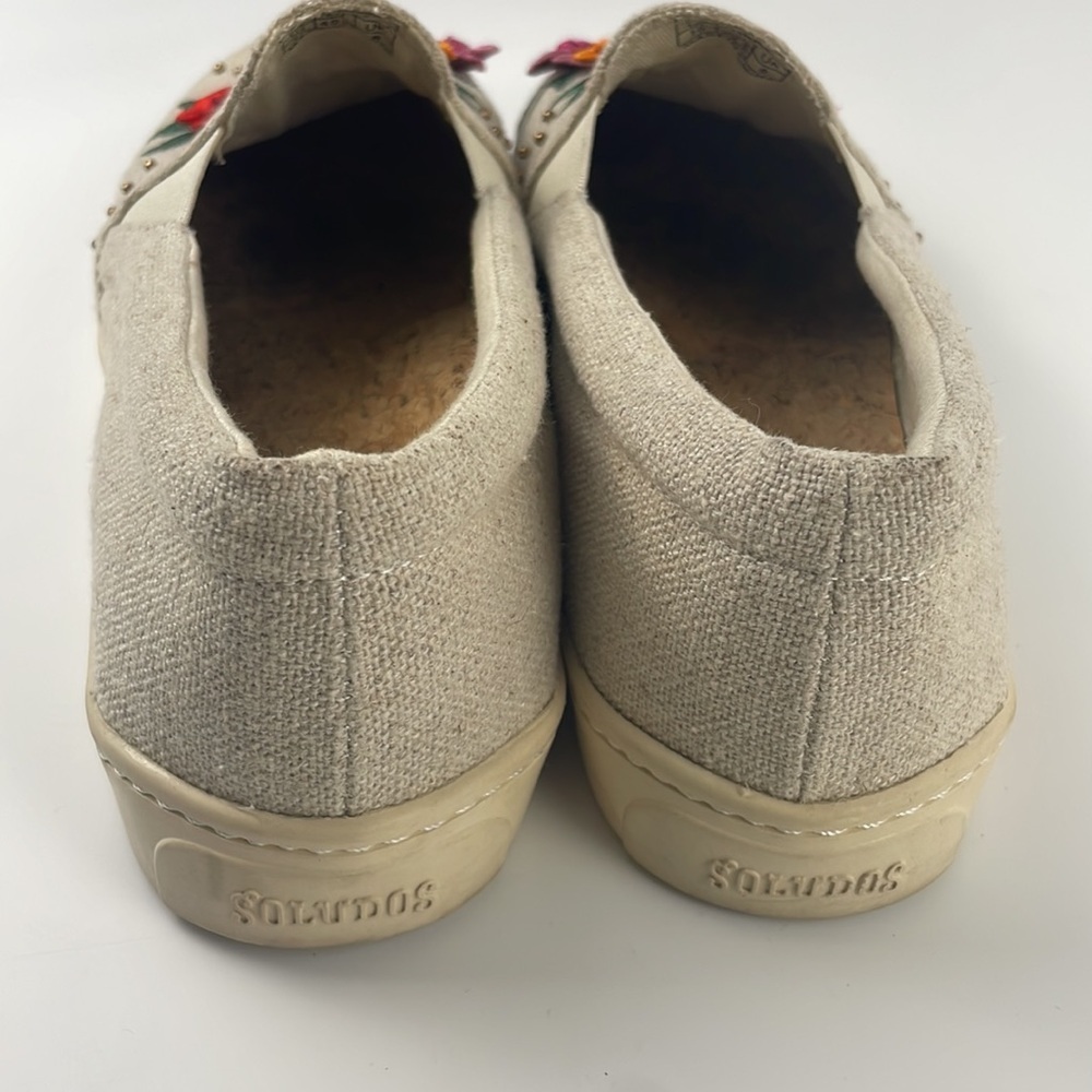 Soludos x Anthropologie | embroidered bahia floral slip on neutral boat shoe 10 - Picture 6 of 11
